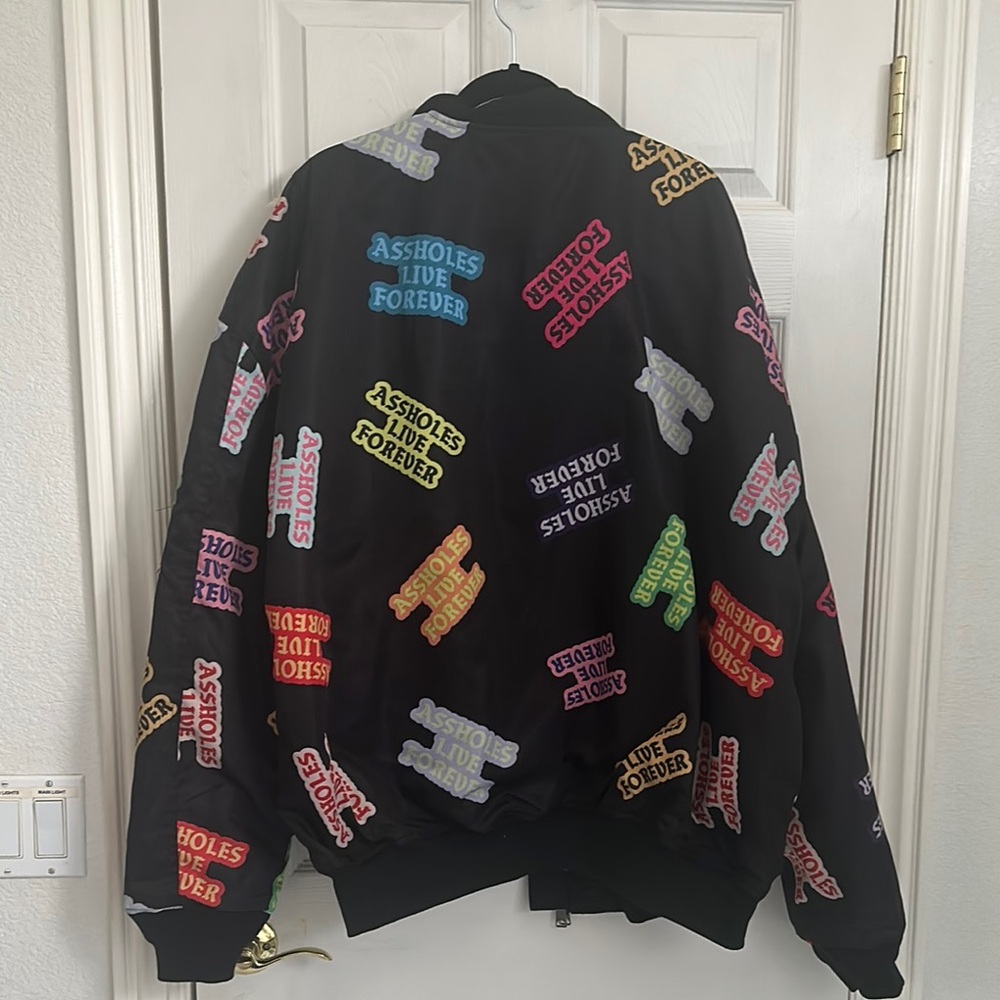 Assholes Live Forever Multi-Color REVERSIBLE Bomber Jacket - XXXL - Picture 2 of 8